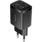 Мережевий зарядний пристрій Baseus Compact Charger 10.5W 2USB (CCXJ010201) Black