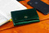 Зелений лаковий жіночий гаманець з натуральної шкіри з тисненням під шкіру крокодила ST Leather Ѕ1201А