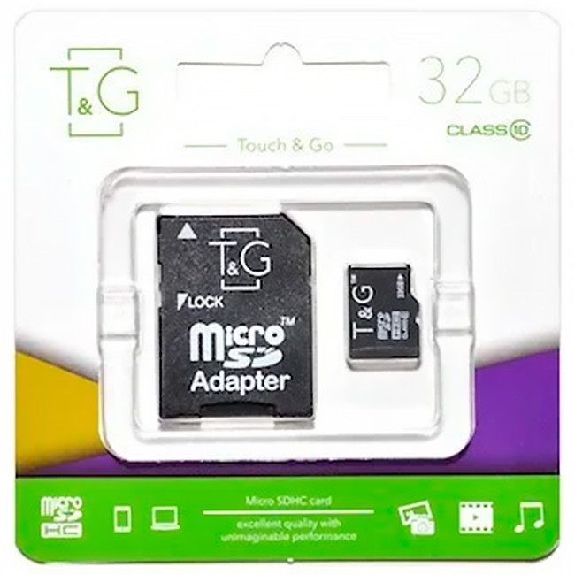Карта пам'яті microSDHC 32Gb T&G (UHS-1)(Class 10) + адаптер SD