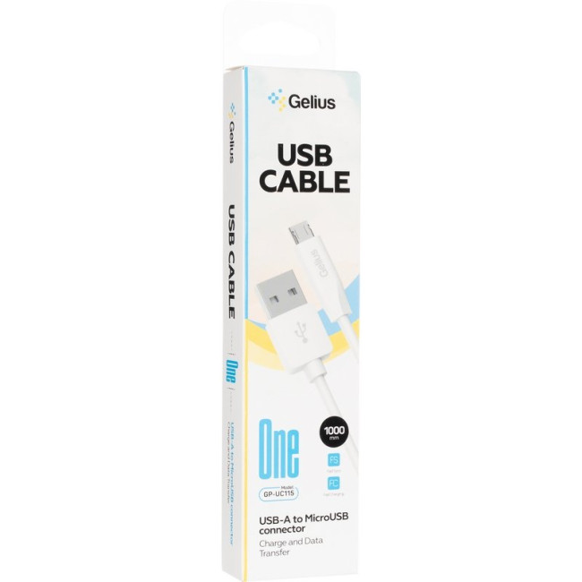 Кабель USB Gelius One GP-UC115 MicroUSB (1m) (12W) White