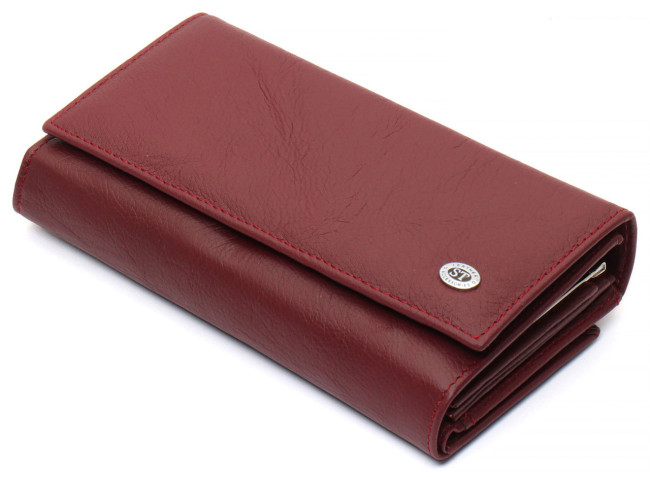 Коричневий шкіряний гаманець з великою монетницею і блоком для карт ST Leather ST246